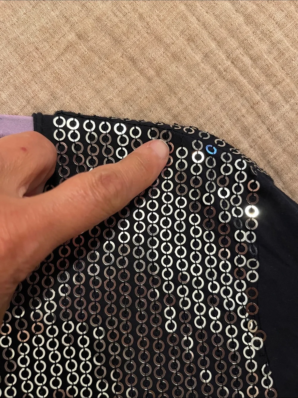 Tory Burch Navy Blue Top with Silver Sequins